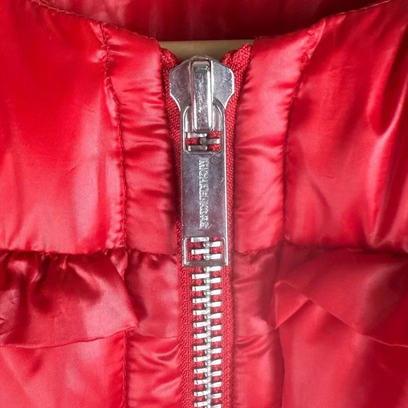 Michael Kors Red Ruffle Down Jacket EUC Size Small Pockets Holiday Christmas - Picture 6 of 16
